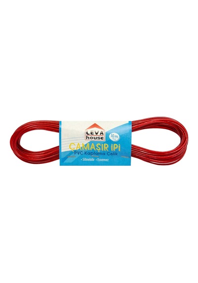 Leva House Pvc Kaplı Çelik Çamaşır Ipi 10Mt Kırmızı