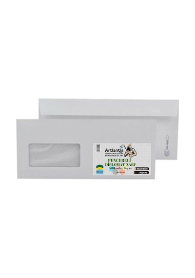 Diplomat Zarf Pencereli 10.5x24 Cm Beyaz 90 Gr Silikonlu 250'li 1