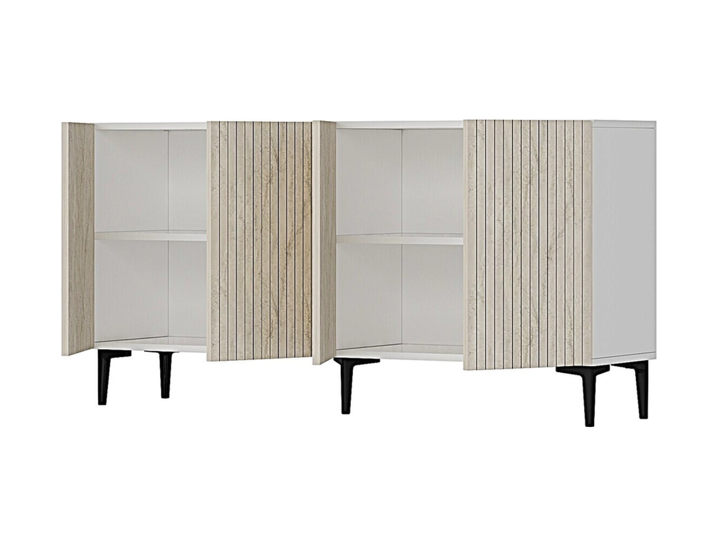 Ka1513bt Zeynep150 Konsol, Tv Sehpası Beyaz-traverten Kapak 150cm Beyaz