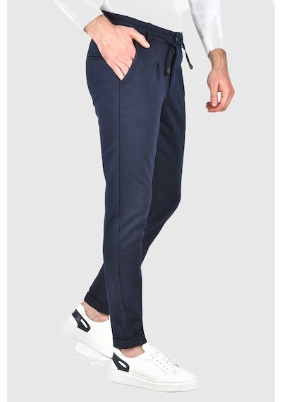 Deepsea Erkek Lacivert Beli Lastikli Slim Fit Likralı Duble Paça Penye Spor Pantolon 2502385 Lacivert