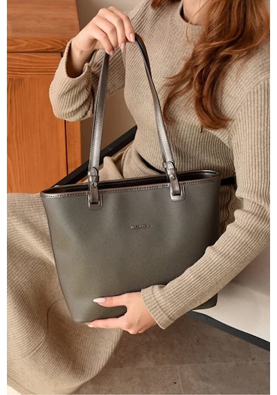 Just Polo Kadın Yeni Sezon Büyük Boy Lüks El Çantası Shopper Gri 48743192