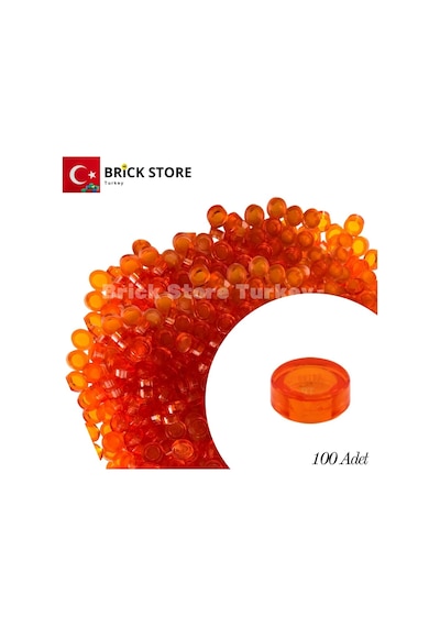Yedek Parçalar: 100 Adet 1x1 Tile Round Yuvarlak Fayans Parçası, Şeffaf Turuncu Renk Trans Orange