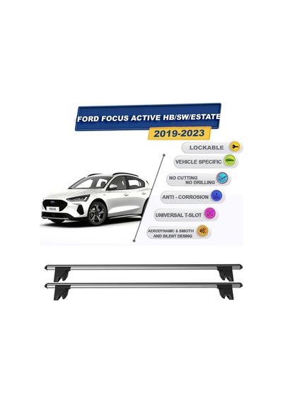 Cross Auto Accessorıes Oto Yapışık Tavan Çıtası İçin Ford Focus Active Hb/sw/estate 2019-2023 İle Uyumlu Kilitlenebilir Ara Atkı Taşıyıcı Tavan Barı 2
