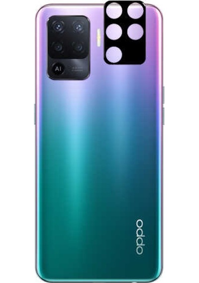 Ceponya Oppo Reno 5 Lite 3D Kamera Lens Koruyucu Temperli Cam Siyah