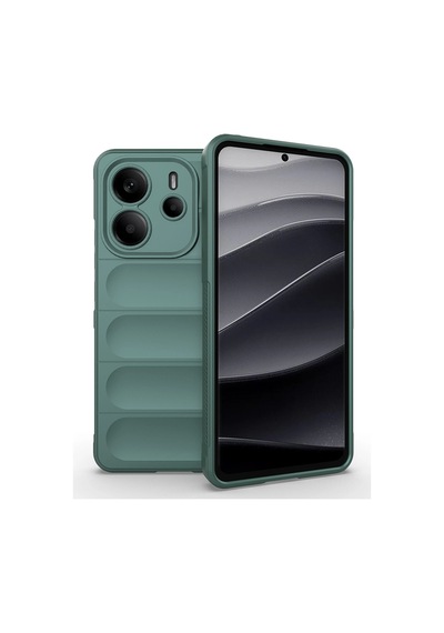 Xiaomi Redmi Note 14 4g Kılıf Esnek Tpu Oyuklu Arka Yüzey Tasarımlı Zore Etnik Silikon Kapak Koyu Yeşil