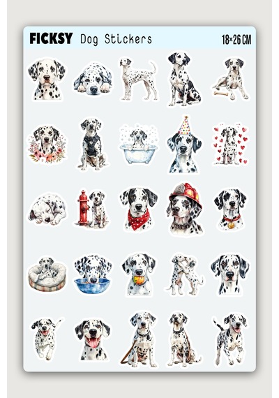 Dalmaçyalı Köpek Sticker Seti - 25 Adet Dalmatian Dog Etiket Çıkartma Diğer