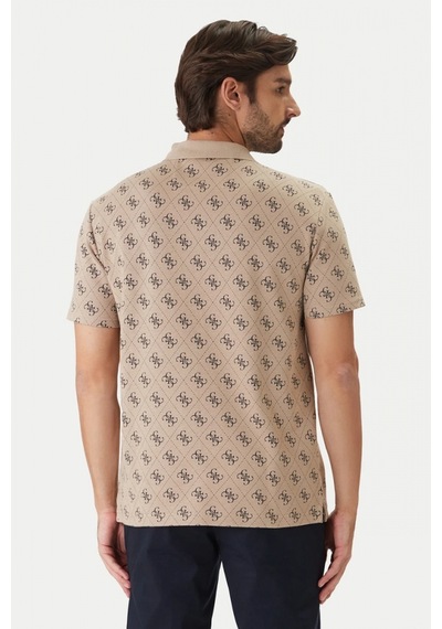 Guess Kısa Kollu Tamamı 4g Jakarlı Polo Yakalı Erkek Bej Polo T-shirt M6gp04k3073-fmaz Bej