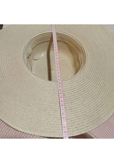 Kardelen Butik Denizli Lüx Hasır Plaj Şapkası , Katlanabilir Geniş Birim Çap 47 Cm, Içinde Daraltma Ipi Mevcuttur Bej