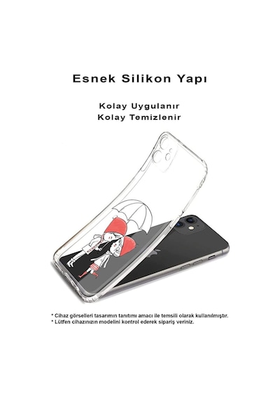 Vivo Y15s 2021 Uyumlu Kamera Korumalı Kapak Aşk Tasarımlı Şeffaf Silikon Kılıf Şeffaf