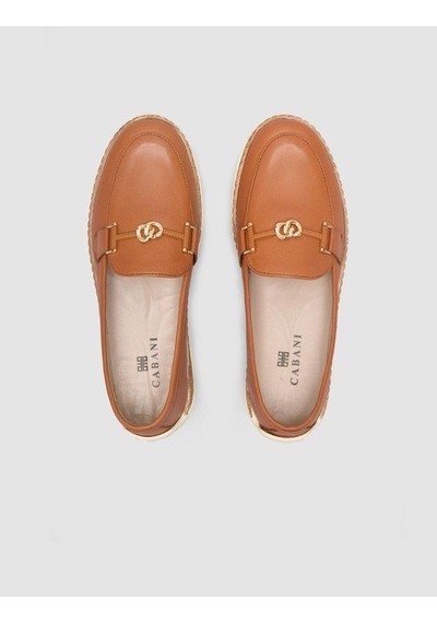 %100 Hakiki Deri Taba Kadın Loafer Taba