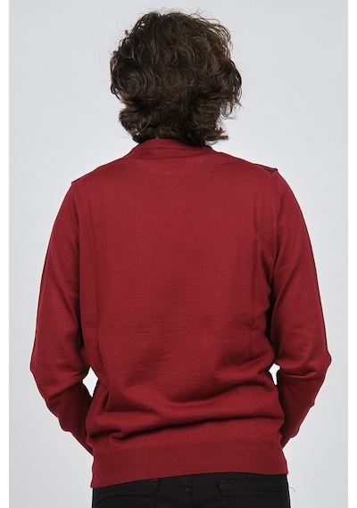 Pave Erkek Bisiklet Yaka Desenli Yün Kazak 4537043 Bordo Bordo