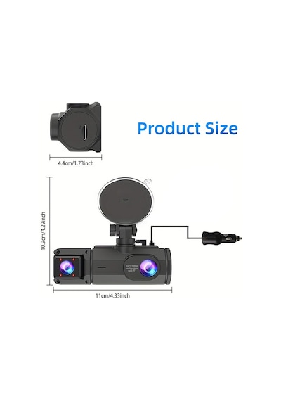Çeşithane 3 Kanallı Full Hd Araç İçi Kamera Seti - 1080p Ön, Arka Ve İç Üçlü Lens Dash Cam, 32gb Haf