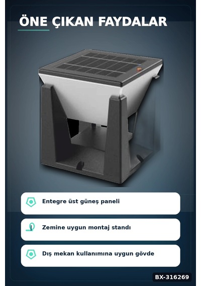 Solar Bahçe Armatürü 75w 6500k Işık Ip65 Dış Mekan Lambası 1 Adet Bx-316269 Diğer