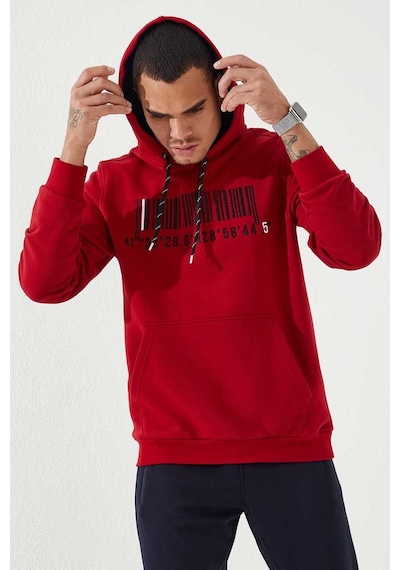 Tommy Life Kırmızı Nakışlı Kanguru Cep Standart Kalıp Kapüşonlu Erkek Sweatshirt - 87839 Kırmızı Tommy Life Kırmızı Nakışlı Kanguru Cep Standart Kalıp Kapüşonlu Erkek Sweatshirt - 87839 Kırmızı