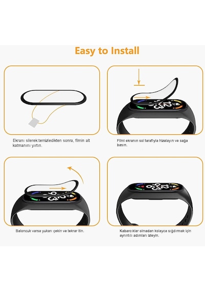 Wozlo Xiaomi Mi Band 4 Uyumlu Nano Siyah Çerçeve 5d Tam Koruma Ekran Koruyucu