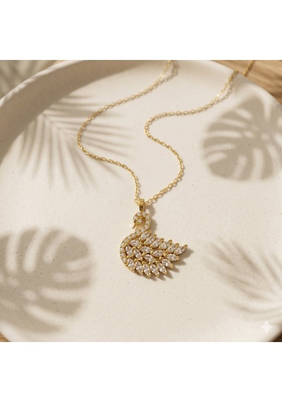 925 Ayar Gümüş Altın Kaplama Kuğu Kolye Gold