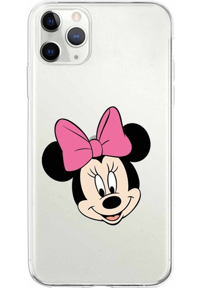 Apple Uyumlu iPhone 11 Pro Kapak Minnie Mouse Tasarımlı Şeffaf Silikon Kılıf Şeffaf
