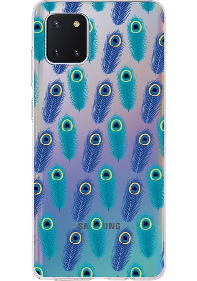 Samsung Galaxy Note 10 Lite İle Uyumlu 1mm Slim Fit Nazar Boncuğu 4 Baskılı Şeffaf Kılıf Şeffaf