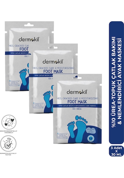 Dermokil %10 Üre İçeren Topuk Çatlak Bakımı & Nemlendirici Ayak Maskesi 30 Ml X 3 Adet