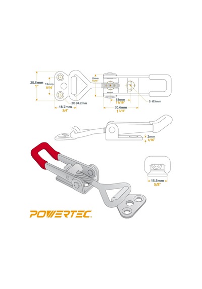 Powertec 20332 Çekme Aksiyon Mandalı Geçiş Kelepçe 1814-99 Kg Tut