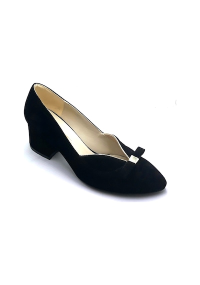 Punto-462024- Siyah Süet Bayan 5 Cm Topuklu Ayakkabı Yeni Sezon Siyah