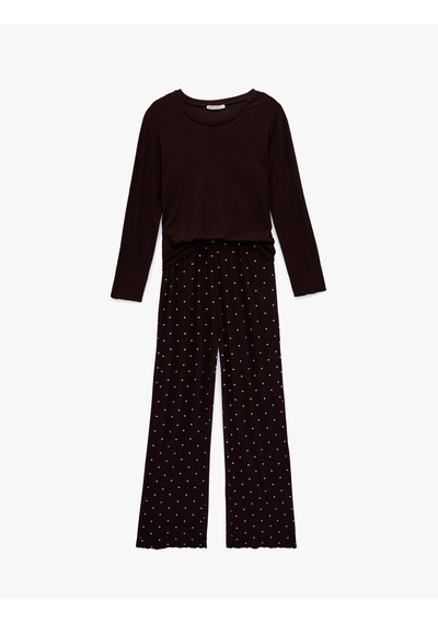 Koton Baskı Detaylı Viskon 2'li Pijama Takımı Kahverengi Desenli 6wlk40187mk Kahverengi Koton Baskı Detaylı Viskon 2'li Pijama Takımı Kahverengi Desenli 6wlk40187mk Kahverengi