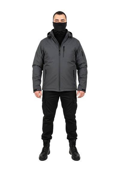 Mysia Outdoor Antrasit Soft Shell Mont Çift Kat Polarlı Antrasit