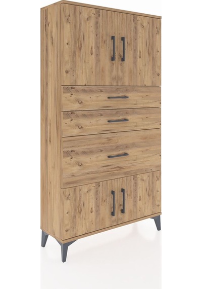 Arges Dolap 2 Raflı 3 Çekmeceli 4 Kapaklı 88x30x163 Çam-çam Atlas Çam