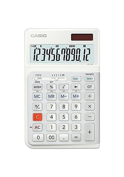 Je-12e-we Beyaz 12 Hane Masa Üstü Ergonomik Tuşlu Hesap Makinesi Genel