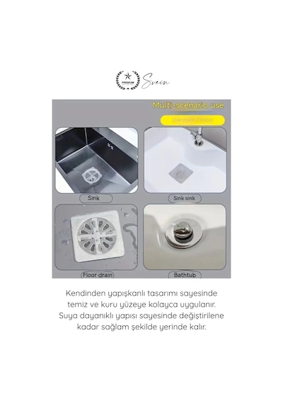Giderfiltresi Gider Filtresi Banyo Gider Süzgeci 10'lu Paket Kendinden Yapışkanlı Saç Kıl Tutucu La Gri