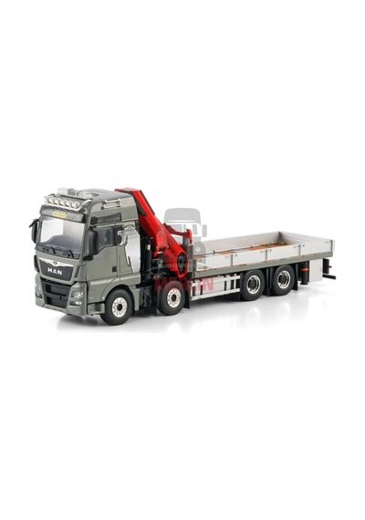 1/50 Man Tgx Xxl Euro 6c Facelıft Rıged Flatbed Truck 8x4 Wıth Palfınger Pk 480 Tec + 20ft Konteyner Vinçler