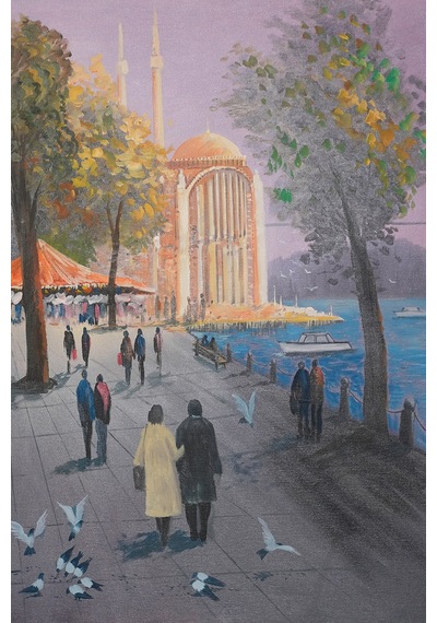 Ortaköy Sahili: Sonbaharın İncisi Ve İnsanlar 50 x 70 CM