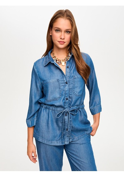 Faik Sönmez Beli Tünelli 3/4 Kol Liyoselli Jean Gömlek S26jgm001 Us26jgm00127 İndigo