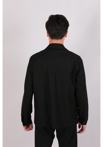 Twın Lıon Twin Lıon 1033 Slimfit Dış Gömlek Mont Siyah