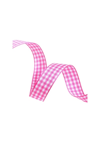 Tafta Ekoseli Kurdele 25 Mm Pembe 10 Metre