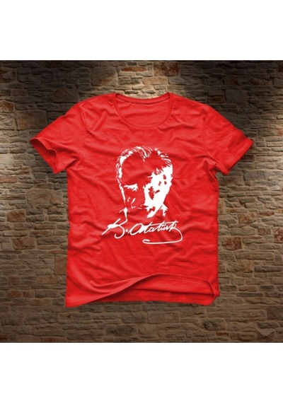 Nacar Store Unısex Çocuk Atatürk Baskılı Tişört Kirmizi