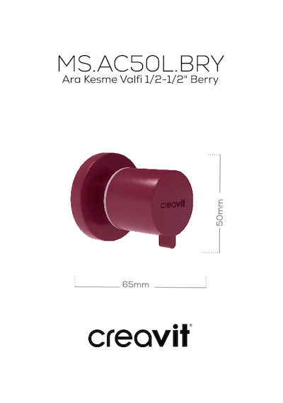Creavit Ara Kesme Valfi 1/2-1/2" Berry Ms.ac50l.bry