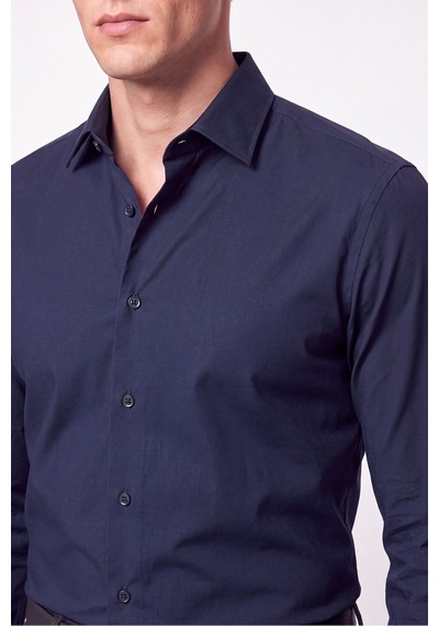 Slim Fit Pamuklu Lacivert Gömlek G 1607