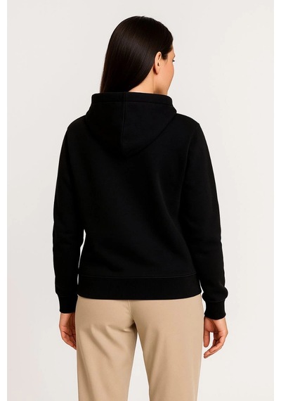 Novalisse Kadın 3 İplik Kapüşonlu Tam Fermuarlı Kanguru Cepli Sweatshirt Hoodie - Siyah Çoklu Renk