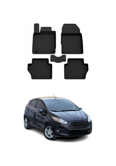 Ford Fiesta 7 Mk7 2008-2015 Uyumlu 4d Havuzlu Paspas Kauçuk Siyah 5 Parça