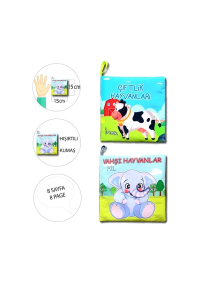 2 Kitap Tox Çiftlik Hayvanlar Ve Vahşi Hayvanlar Kumaş Sessiz Kit