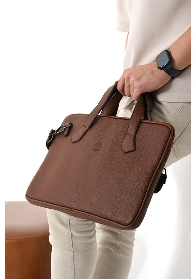 Westpolo Vegan Deri Unisex Laptop, Evrak Çantası - 6078 Taba