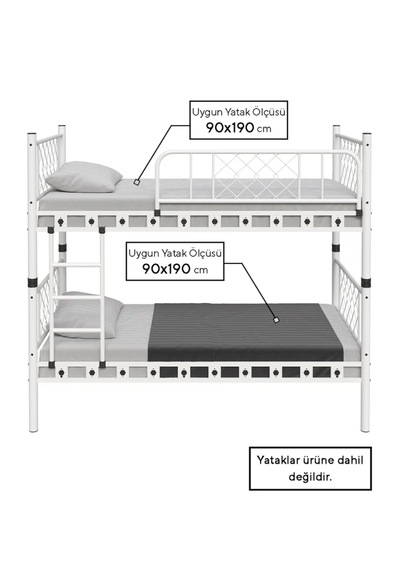 Missidea Bella Vintage Esintili Lüks Metal Ranza Beyaz 90x190 Cm 90 x 190
