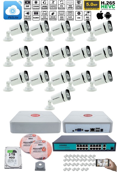 16 Kameralı Güvenlik Ip Kamera Seti Dış Mekan Kdj-16s-4w-p-ıp-v0