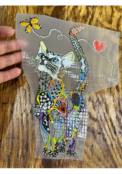 Ütü İle Yapışan Tasarım Etnik Kedi Transfer Baskı Arma 20x19 Cm