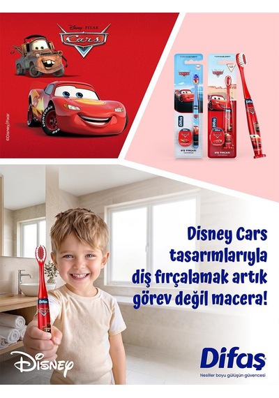 Difaş Cars Yumuşak Kıllı Diş Fırçası 4-7 Yaş 2 Adet