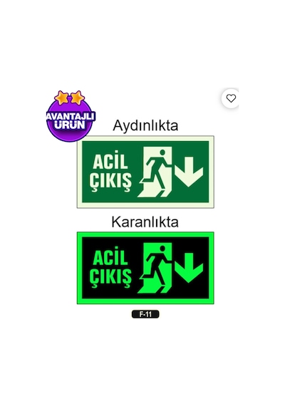 Yangın Fosforlu Aşağı Gösteren Levha Bir Adet