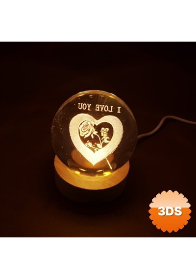 Işıklı Cam Küre I Love You Temalı
