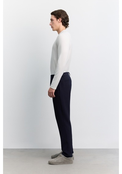 Avva Erkek Lacivert Yanı Lastikli Gofreli Elastan Slim Fit Pantolon A62y3080