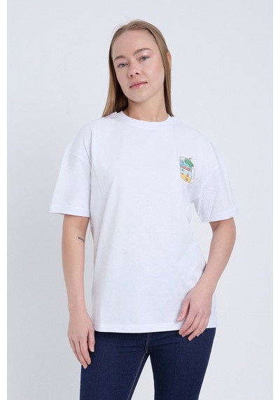 Velvoria Unisex Oversize Beyaz Summer T-shirt